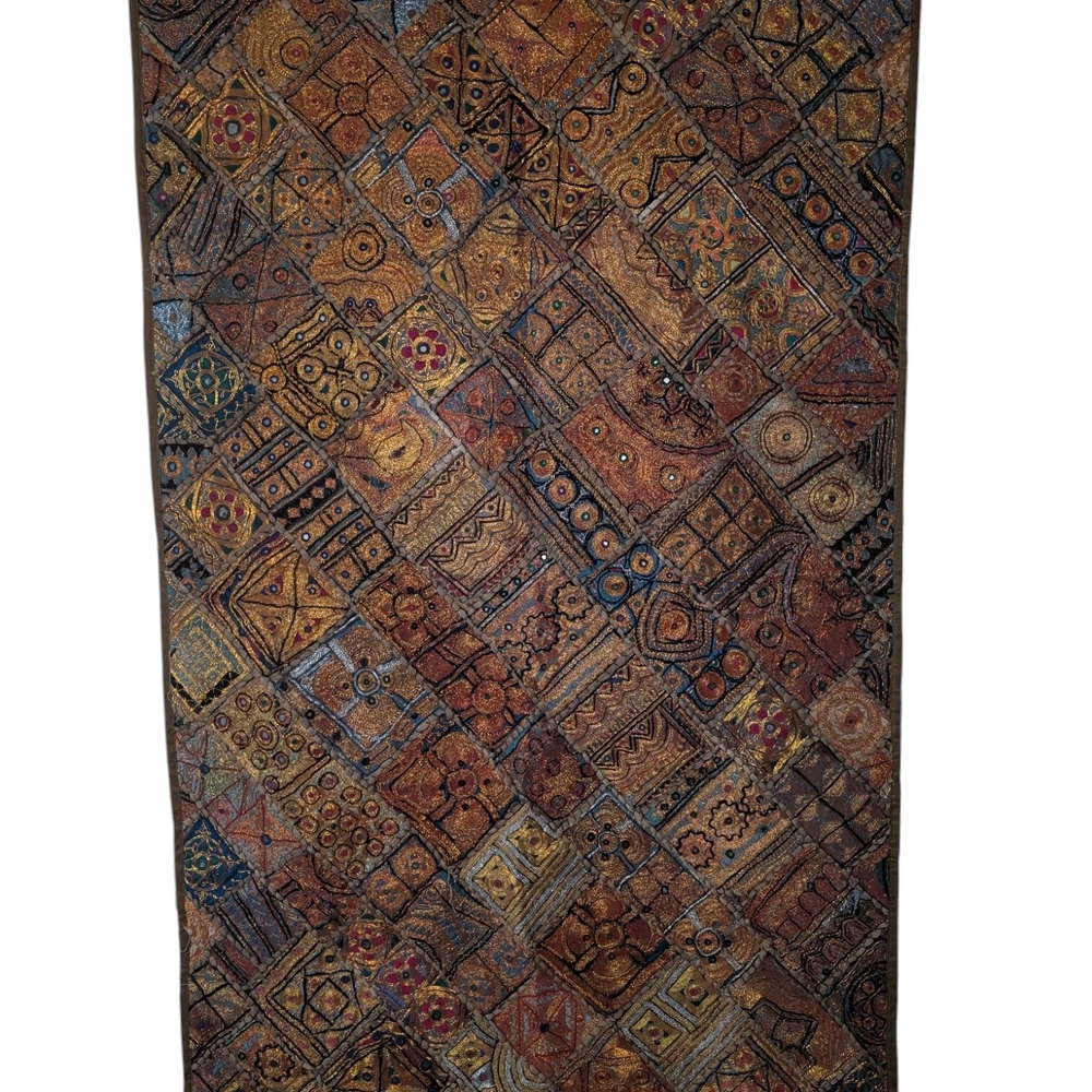 Vintage Banjari Sari Patchwork Tapestry, Traditional Handmade boho wall hanging